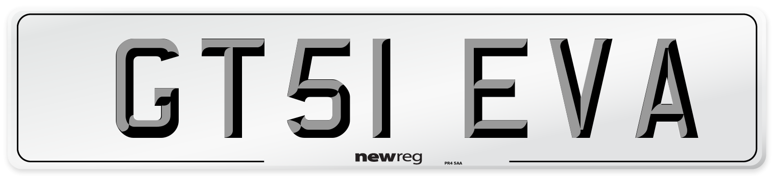 GT51 EVA Number Plate from New Reg